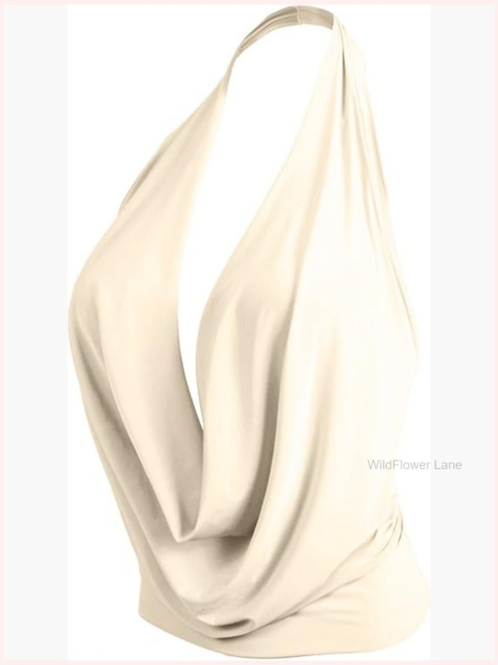 Lightweight Low Cut Halter Top Cowlneck S-3XL